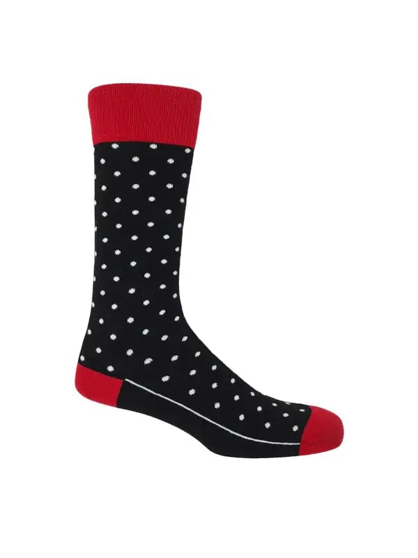 Peper Harow Mens Socks Pin Polka Mens Socks- Black