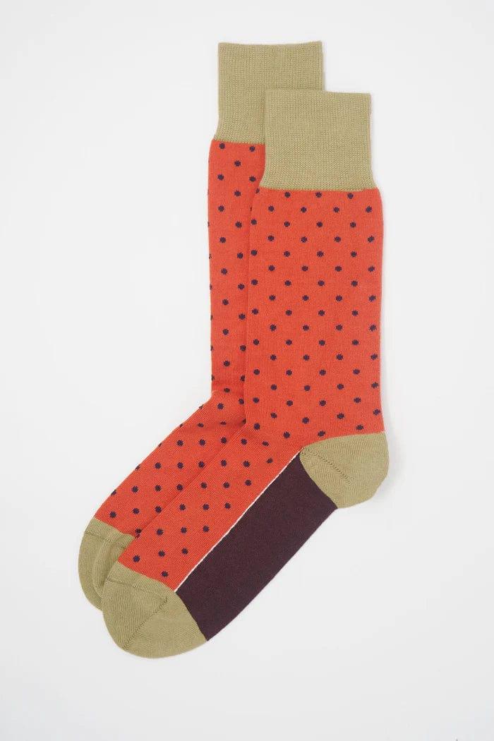 Peper Harow Mens Socks Pin Polka Mens Socks - Orange