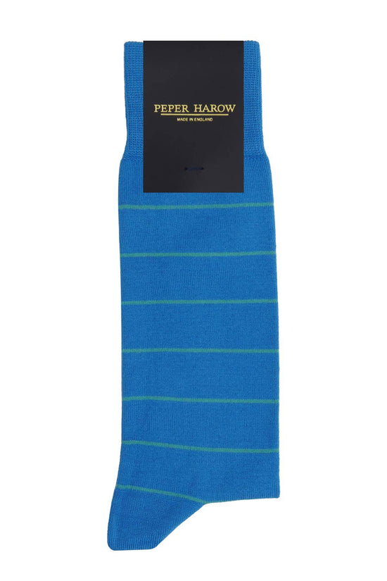 Peper Harow Socks Mens Socks AW24 Thin Stripe Men's Socks: Teal