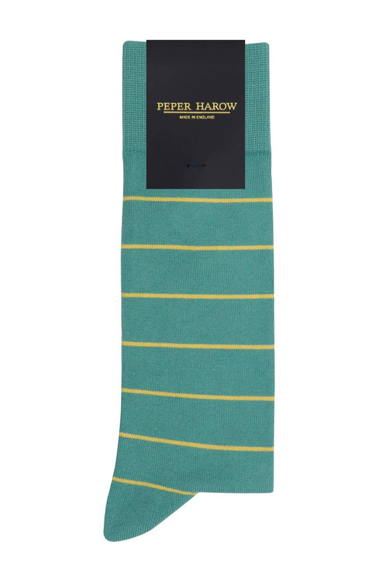 Peper Harow Socks Mens Socks AW24 Thin Stripe Men's Socks: Teal