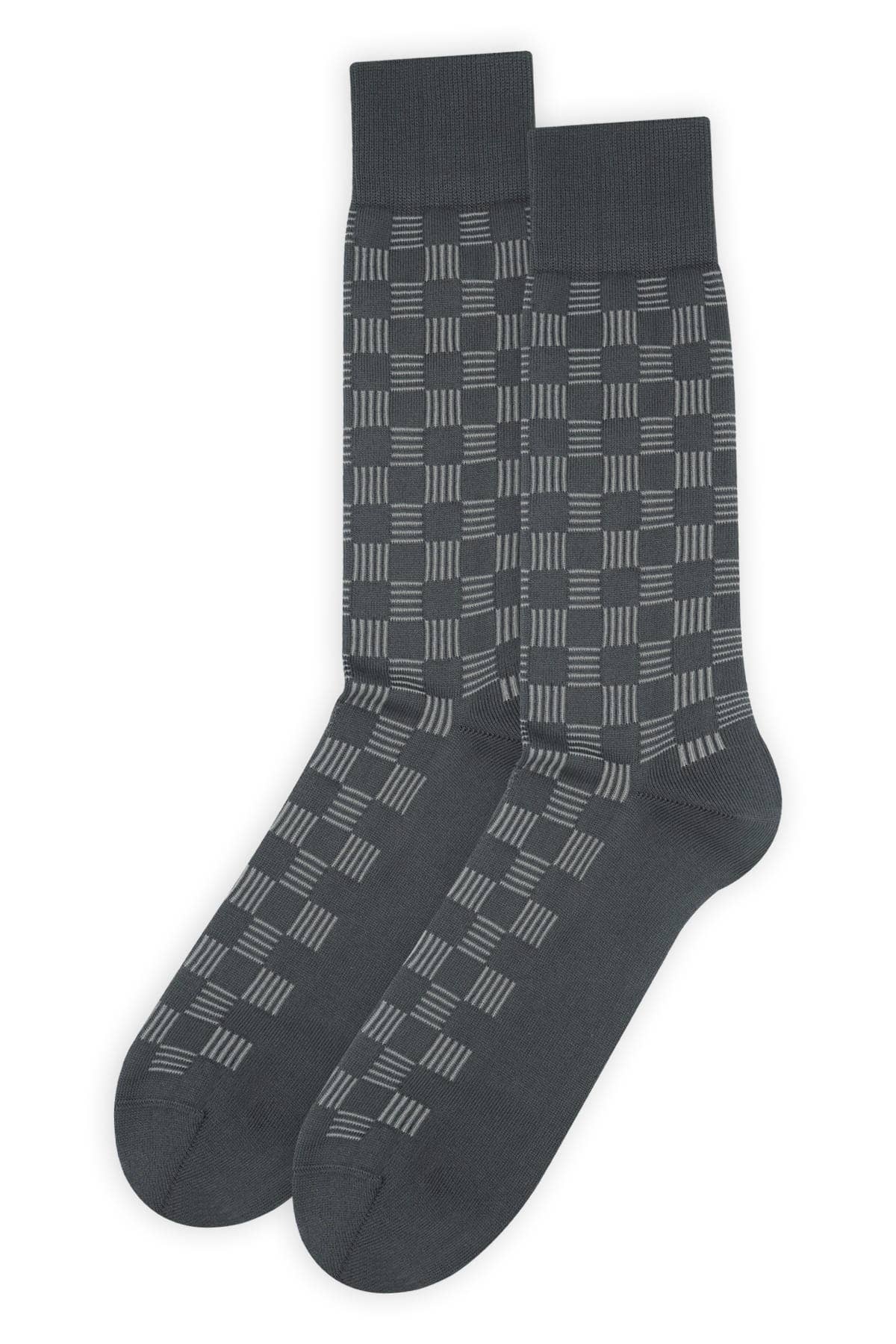 Peper Harow Socks Mens Socks Battenberg Men's Socks: Gray