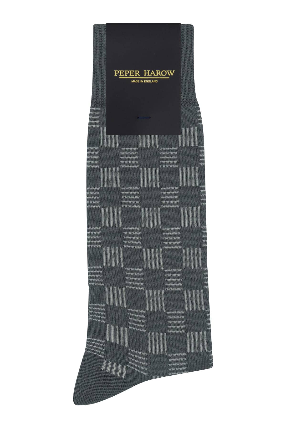 Peper Harow Socks Mens Socks Battenberg Men's Socks: Gray