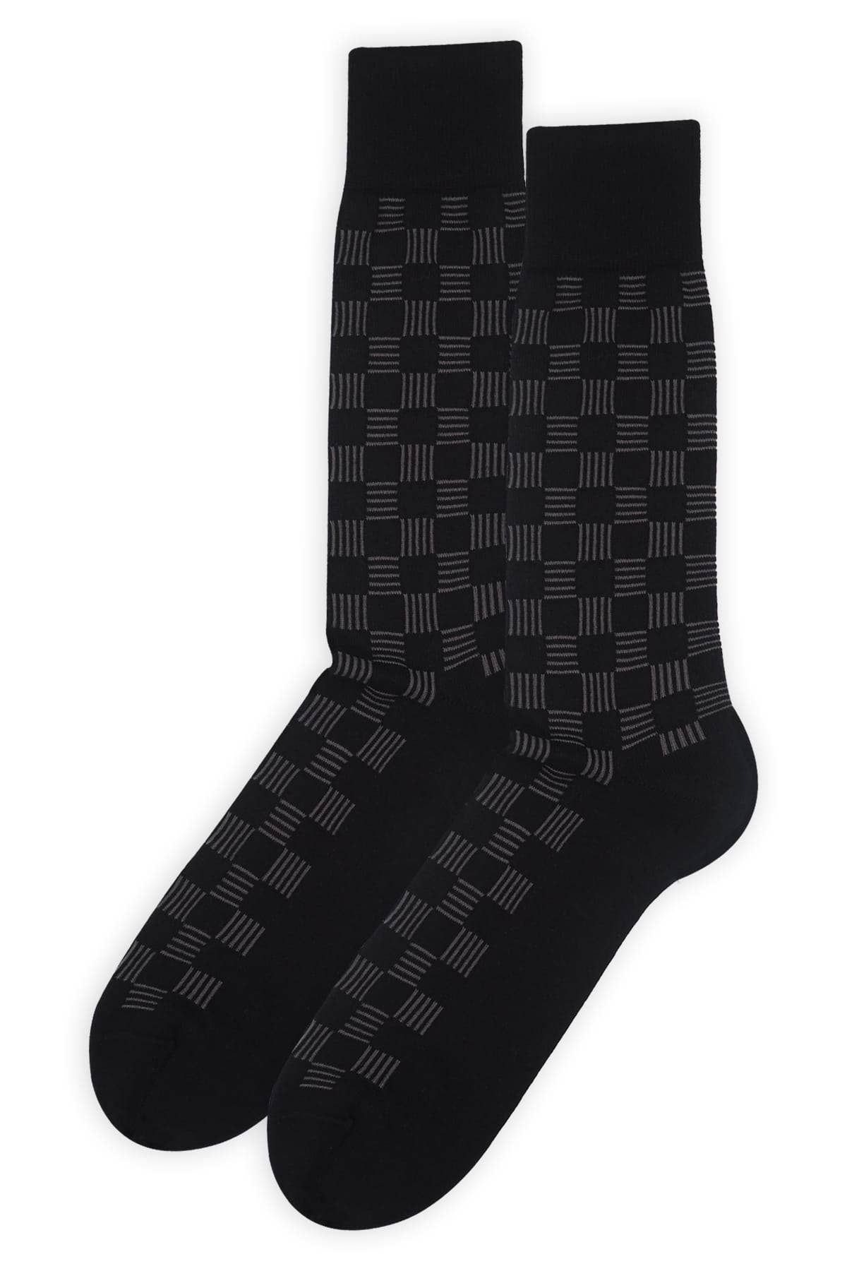 Peper Harow Socks Mens Socks Battenberg Men's Socks: Gray