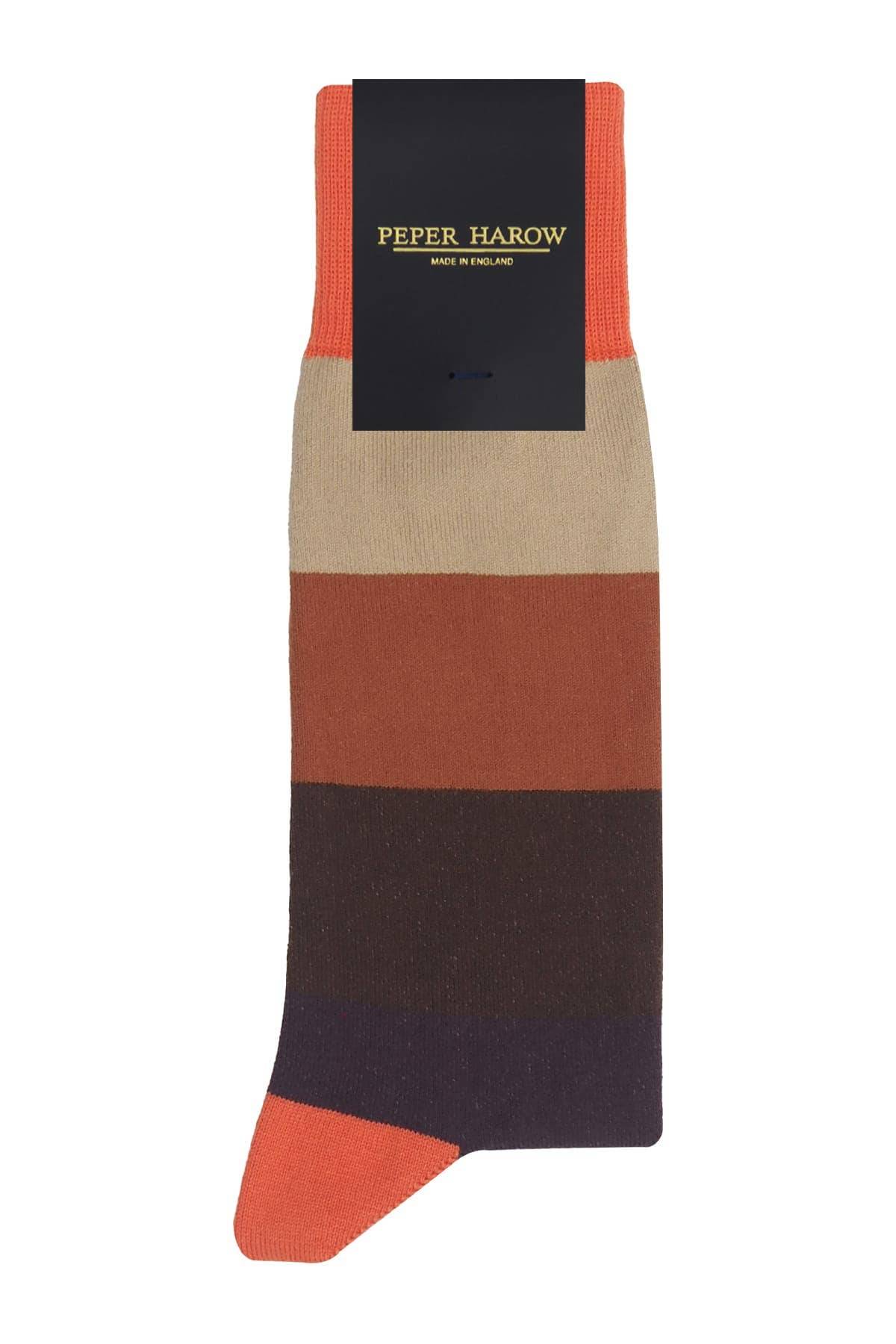 Peper Harow Socks Mens Socks Block Stripe Men's Luxury Socks: Volcano