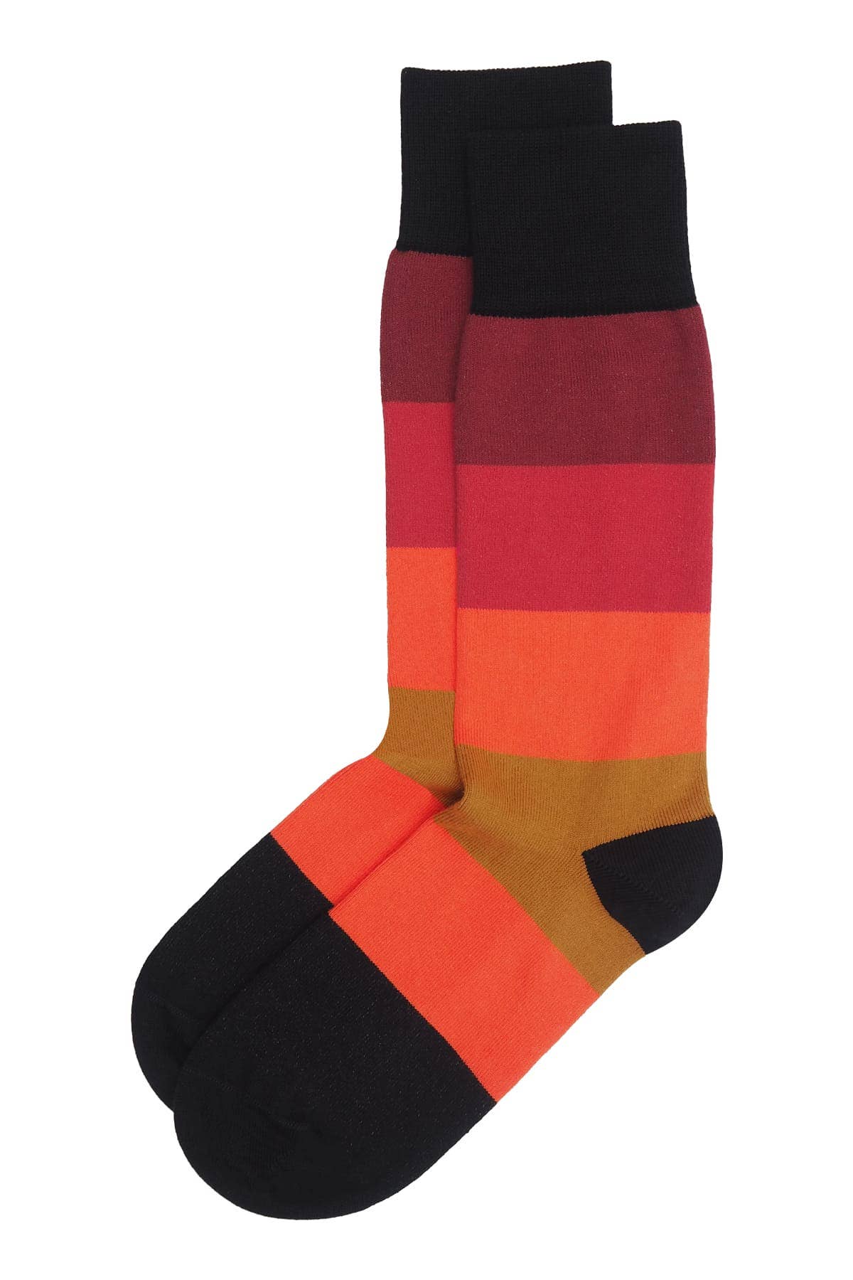 Peper Harow Socks Mens Socks Block Stripe Men's Luxury Socks: Volcano