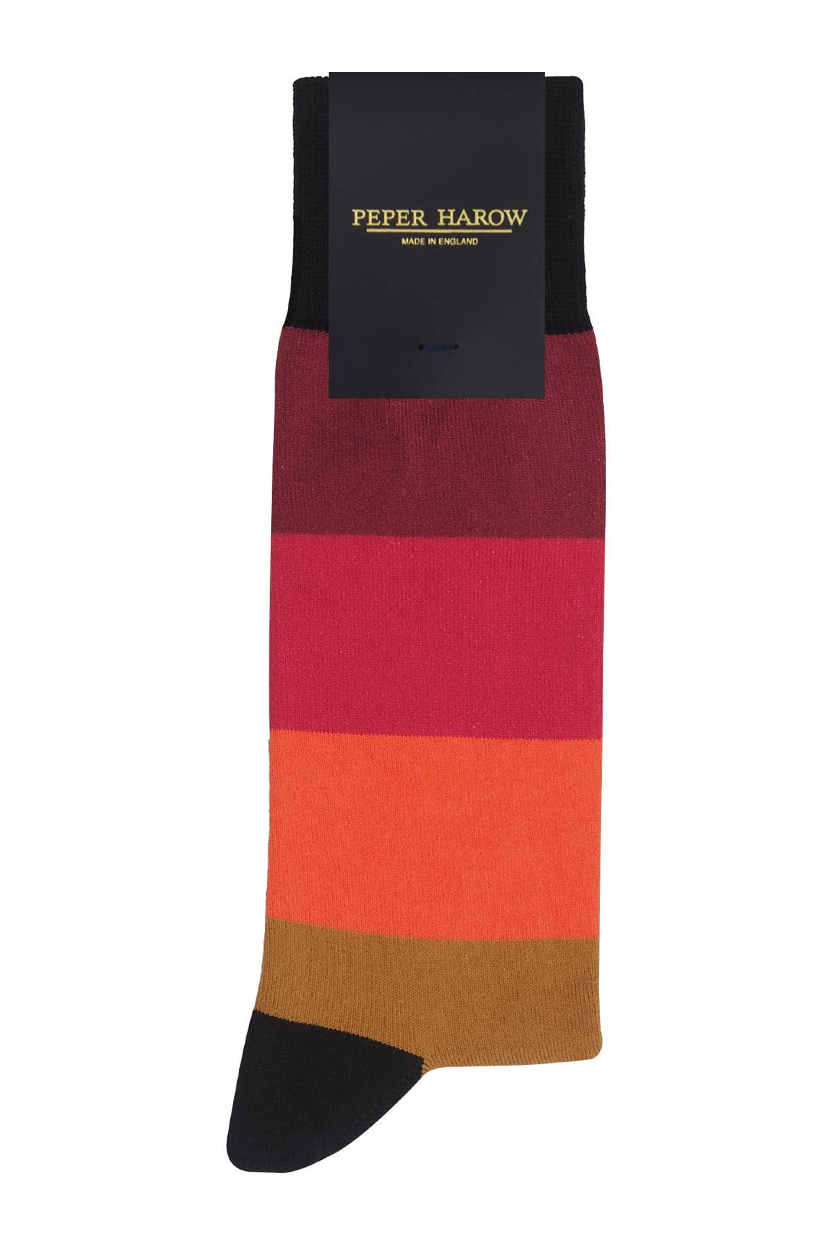 Peper Harow Socks Mens Socks Block Stripe Men's Luxury Socks: Volcano