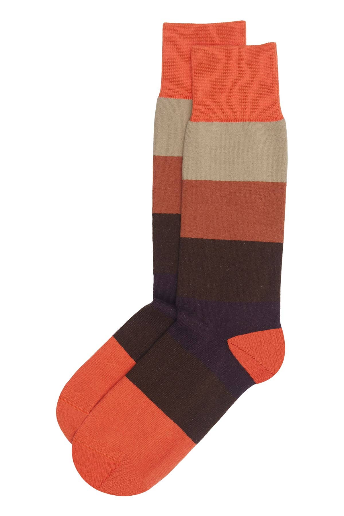 Peper Harow Socks Mens Socks Block Stripe Men's Luxury Socks: Volcano