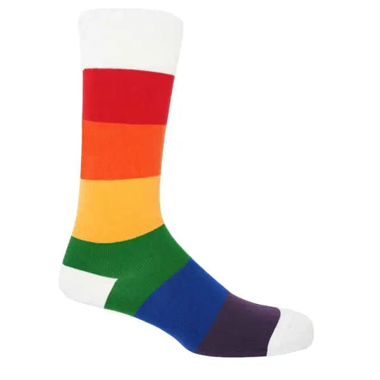 Peper Harow Socks Mens Socks Block Stripe Men's premium Socks: Rainbow