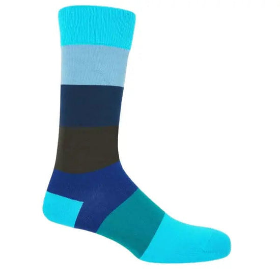 Peper Harow Socks Mens Socks Block Stripe Men's premium Socks: Rainbow