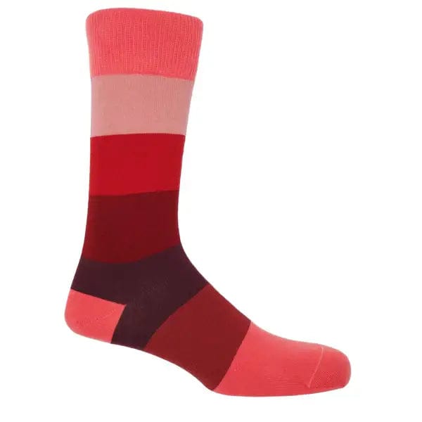 Peper Harow Socks Mens Socks Block Stripe Men's premium Socks: Rainbow