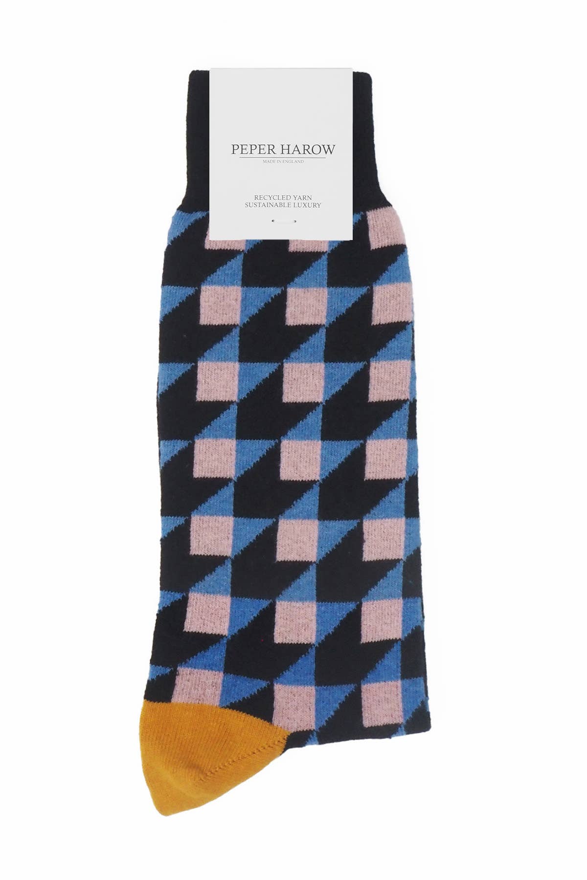 Peper Harow Socks Mens Socks Dimensional Men's Recycled Cotton Socks: Black