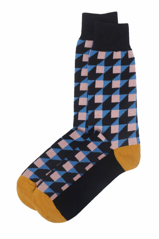 Peper Harow Socks Mens Socks Dimensional Men's Recycled Cotton Socks: Black