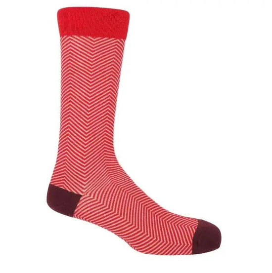Peper Harow Socks Mens Socks Lux Taylor Premium Men's Cotton Socks: Red
