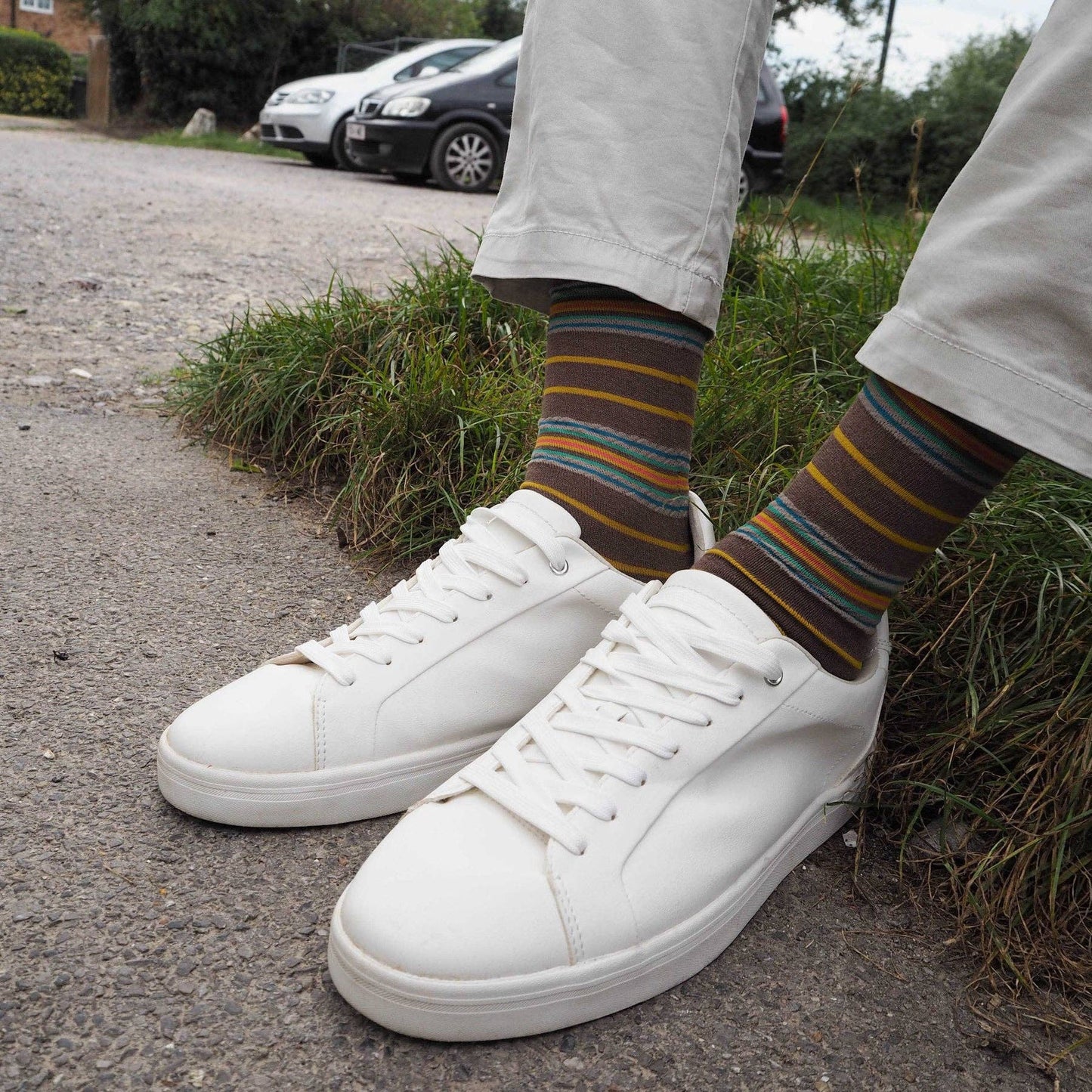 Peper Harow Socks Mens Socks Multistripe Men's Recycled Socks: Black