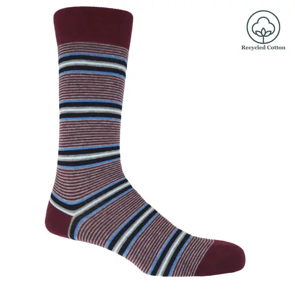 Peper Harow Socks Mens Socks Multistripe Men's Recycled Socks: Black