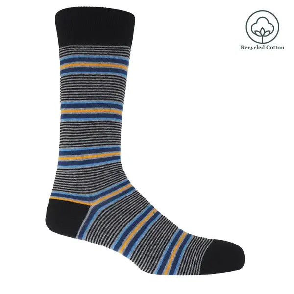 Peper Harow Socks Mens Socks Multistripe Men's Recycled Socks: Navy