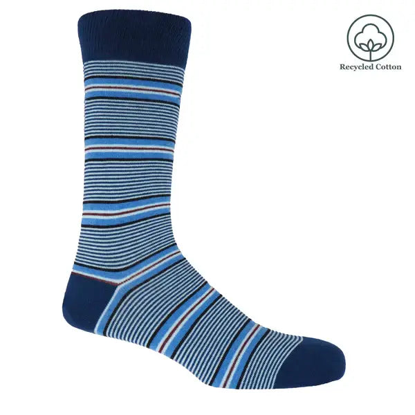Peper Harow Socks Mens Socks Multistripe Men's Recycled Socks: Navy