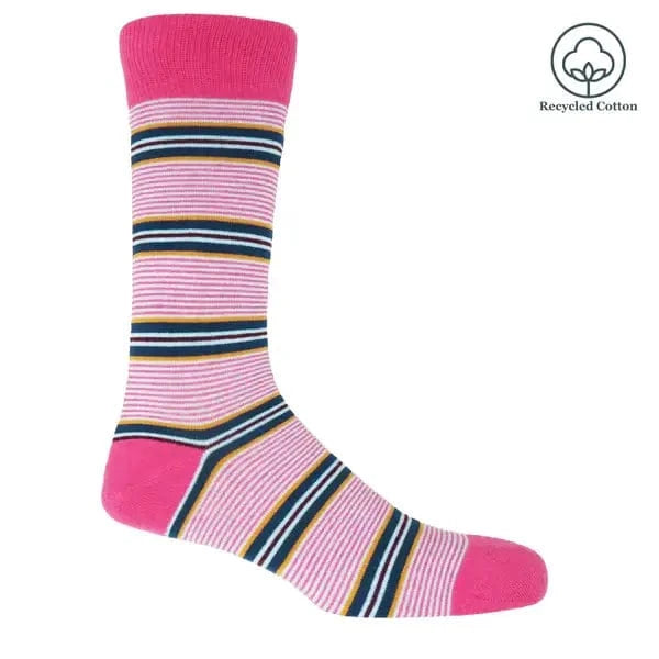 Peper Harow Socks Mens Socks Multistripe Men's Recycled Socks: Pink