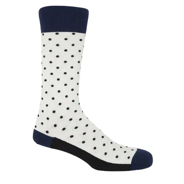 Peper Harow Socks Mens Socks Pin Polka Premium Men's Cotton Socks: Azure