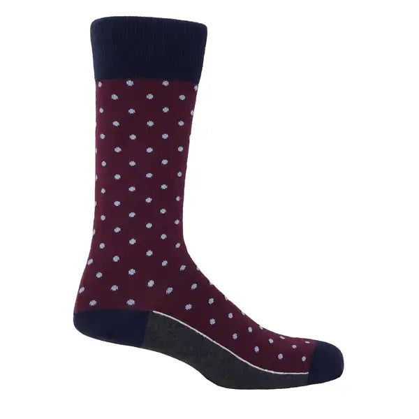 Peper Harow Socks Mens Socks Pin Polka Premium Men's Cotton Socks: Azure