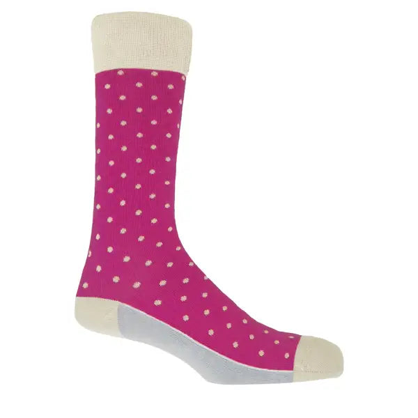 Peper Harow Socks Mens Socks Pin Polka Premium Men's Cotton Socks: Honey