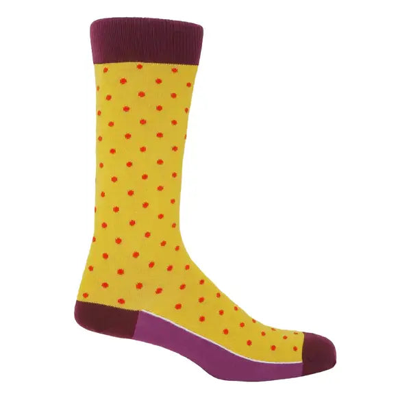 Peper Harow Socks Mens Socks Pin Polka Premium Men's Cotton Socks: Honey