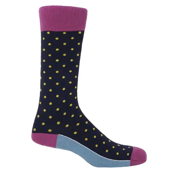 Peper Harow Socks Mens Socks Pin Polka Premium Men's Cotton Socks: Pink