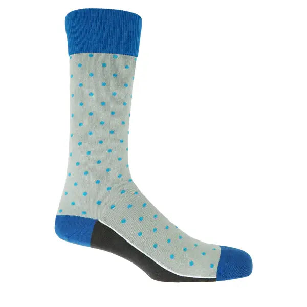 Peper Harow Socks Mens Socks Pin Polka Premium Men's Cotton Socks: Teal
