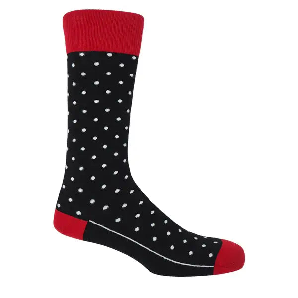 Peper Harow Socks Mens Socks Pin Polka Premium Men's Cotton Socks: Teal