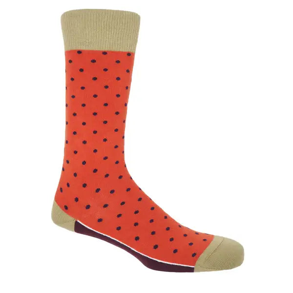Peper Harow Socks Mens Socks Pin Polka Premium Men's Cotton Socks: Teal