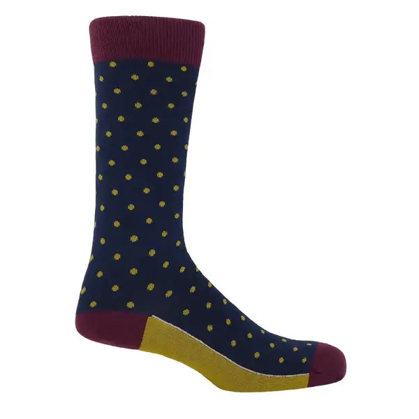 Peper Harow Socks Mens Socks Pin Polka Premium Men's Cotton Socks: Teal