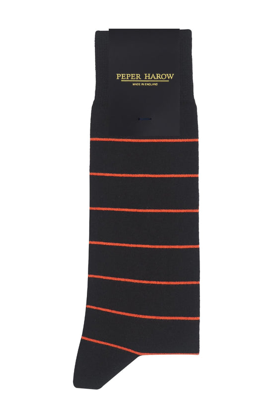 Peper Harow Socks Mens Socks Thin Stripe Men's Socks: Black