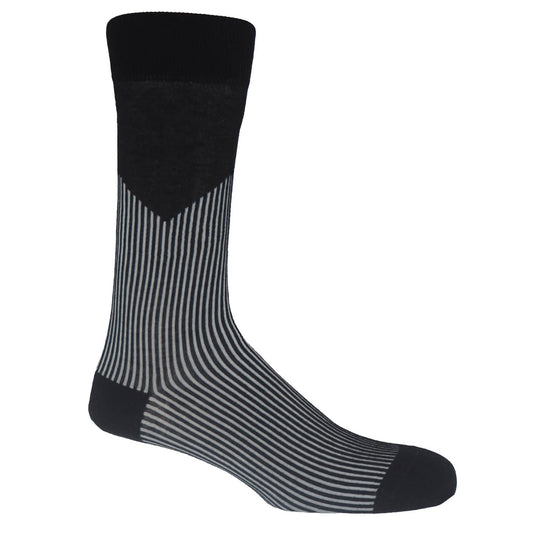 Peper Harow Socks Mens Socks V-Stripe Men's Premium Socks: Black