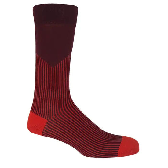 Peper Harow Socks Mens Socks V-Stripe Men's Premium Socks: Burgundy