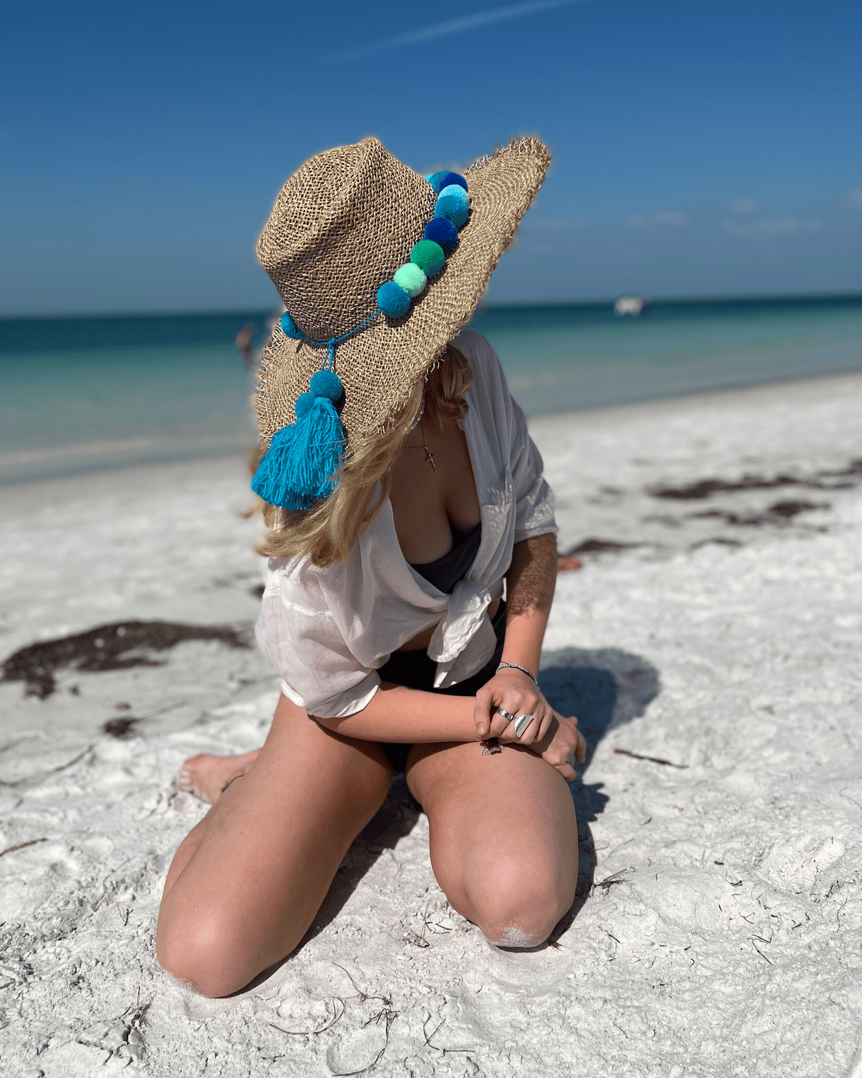 PomPom Galore Accessories Blue Hatband Pom Poms
