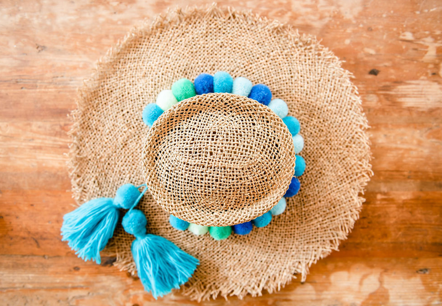 PomPom Galore Accessories Blue Hatband Pom Poms
