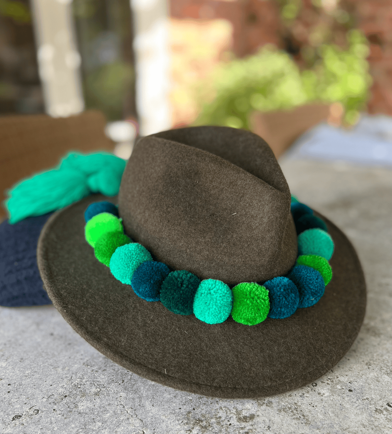PomPom Galore Accessories Green pom pom Hatband
