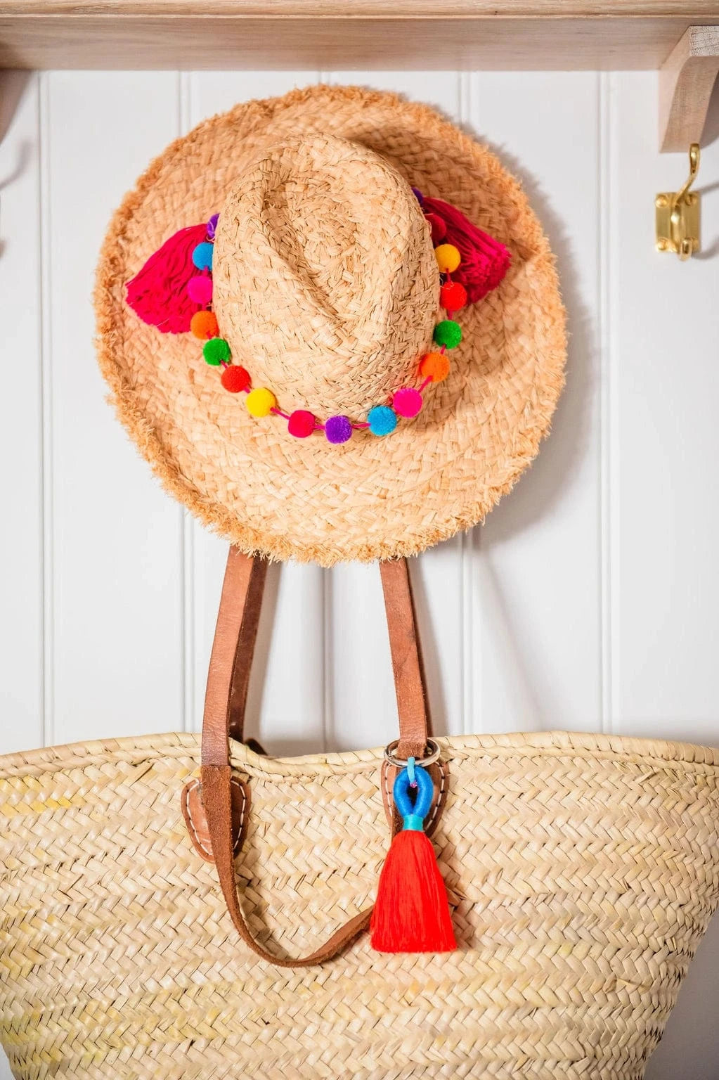 PomPom Galore Bags Blue & Orange Tassel Bag Charm / Key Ring