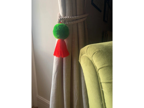 PomPom Galore Bags Jumbo Pom Pom & Tassel Swag Green & Orange