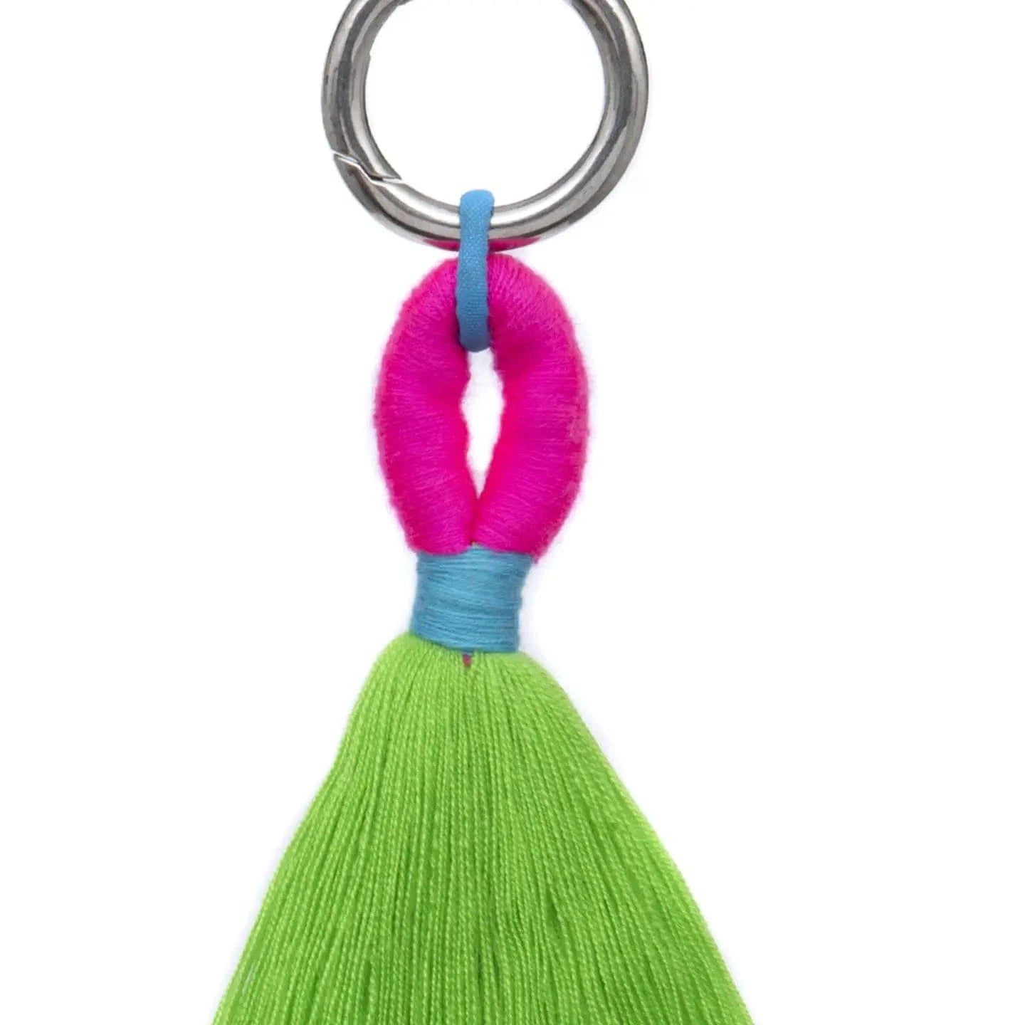 PomPom Galore Bags Pink & Green Tassel Bag Charm / Key Ring