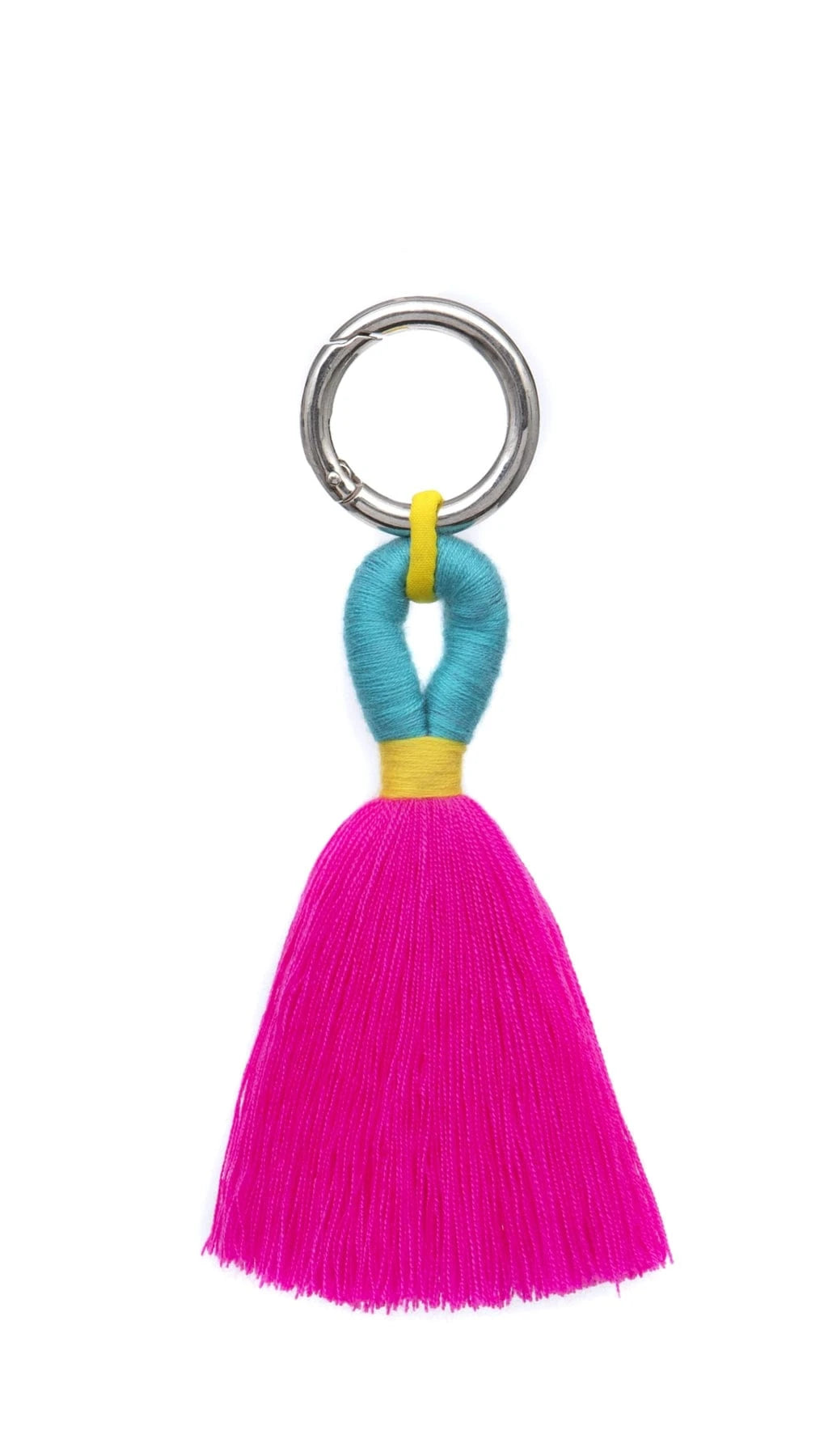 PomPom Galore Bags Turquoise & Pink Tassel Bag Charm / Key Ring