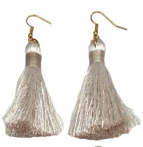 PomPom Galore Earrings Tassel Cream Silky Earrings