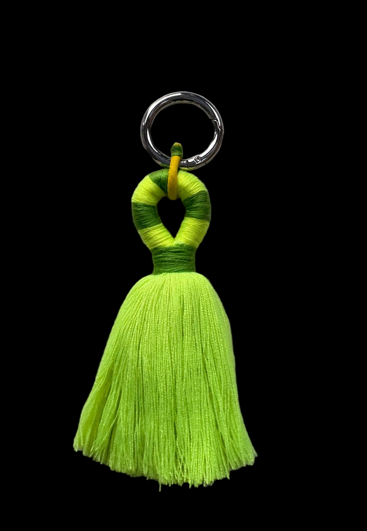 PomPom Galore Keyrings Lime Stripe Carabina