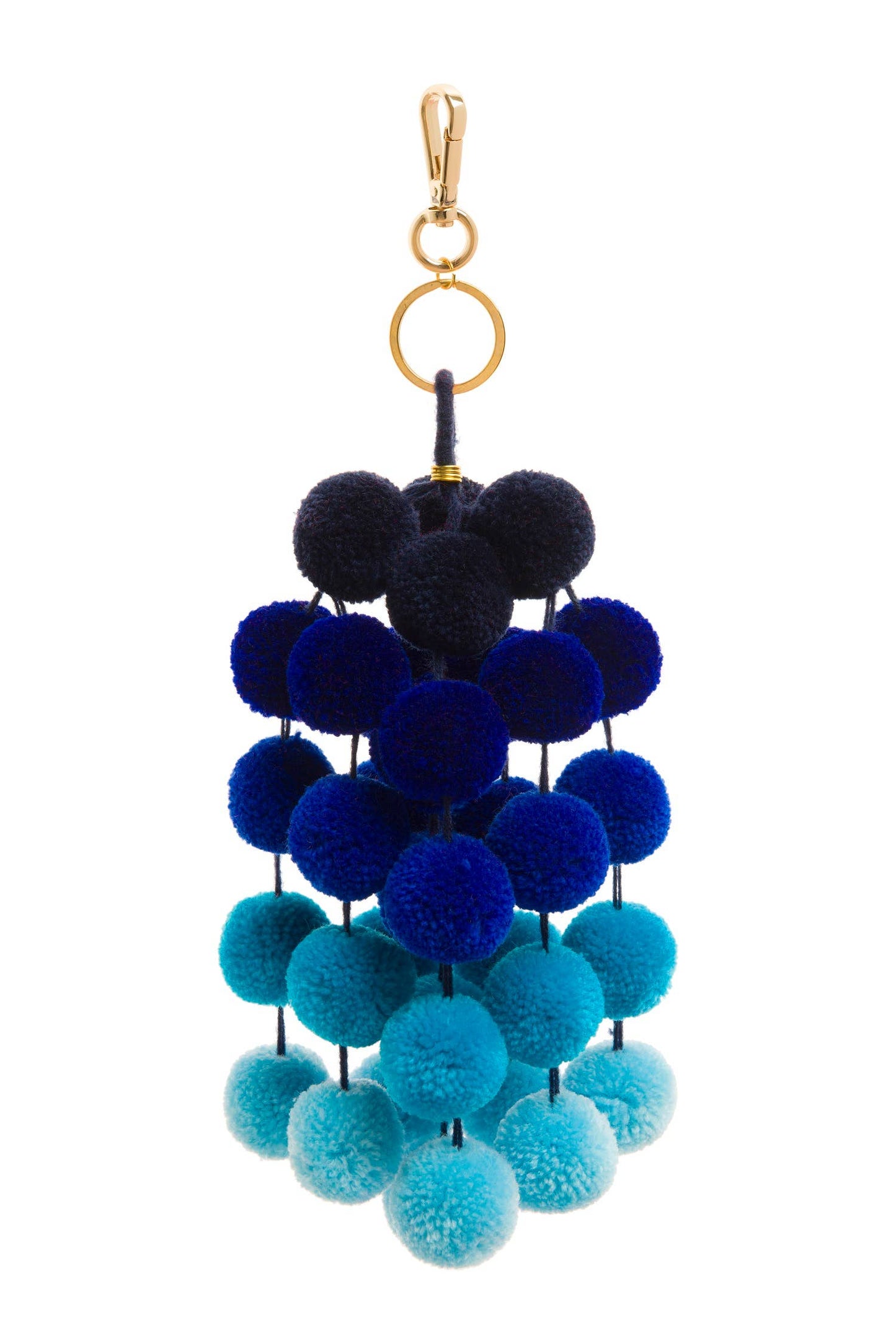PomPom Galore Keyrings Pom Pom Bag charm Blue Ombre Large