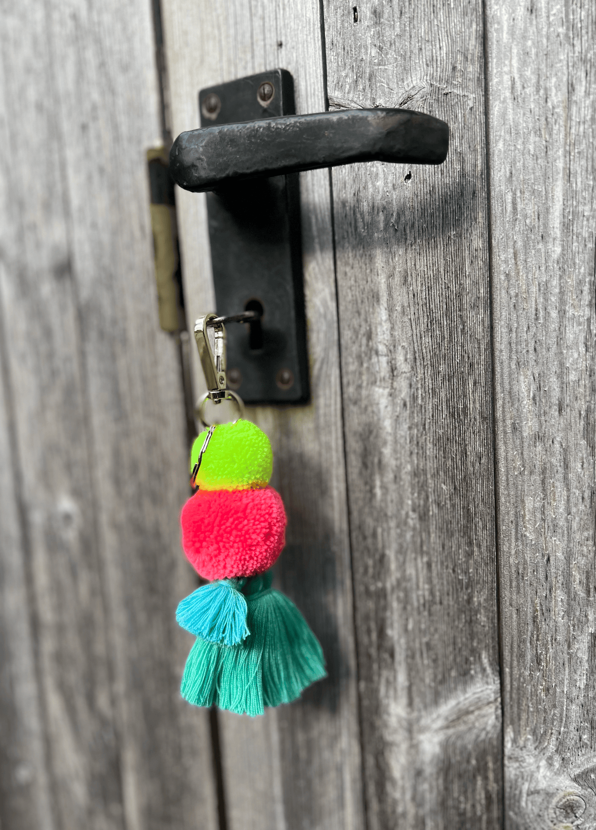 PomPom Galore Keyrings Pom Pom & Tassel Keyring / Bag charm - Blush and Lime