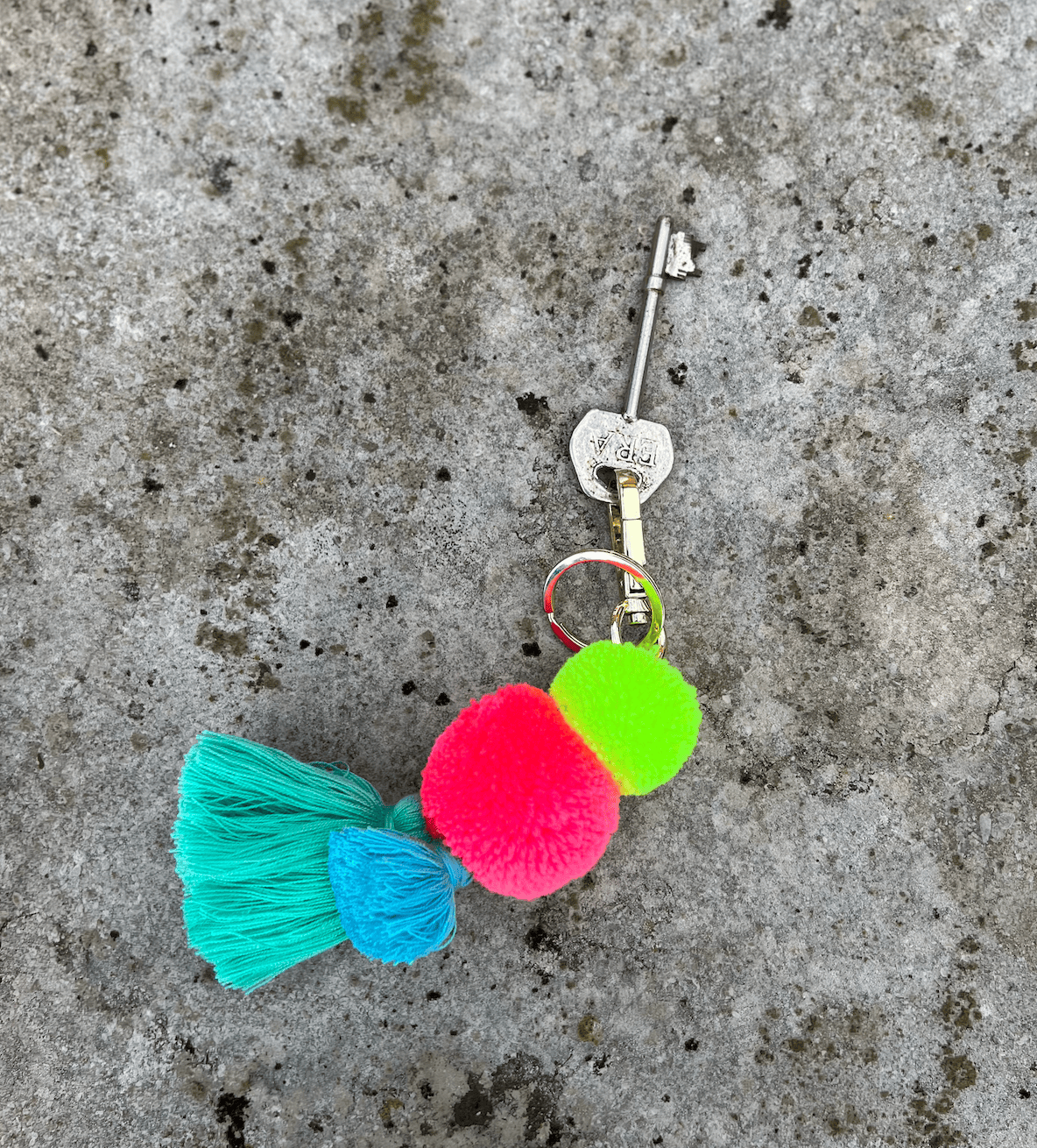 PomPom Galore Keyrings Pom Pom & Tassel Keyring / Bag charm - Blush and Lime