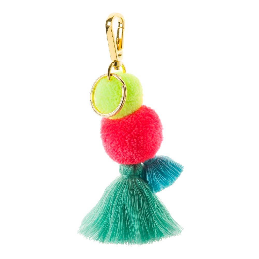 PomPom Galore Keyrings Pom Pom & Tassel Keyring / Bag charm - Blush and Lime