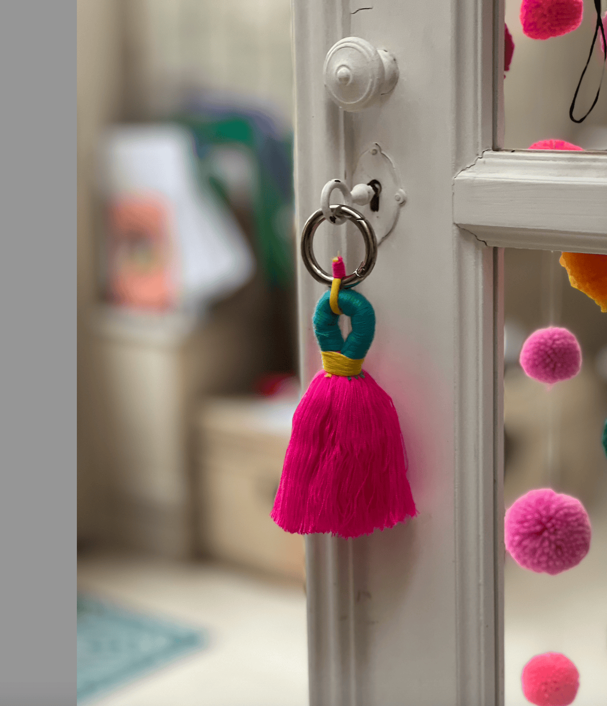 PomPom Galore Keyrings Tassel Bag Charm / Key Ring: Orange