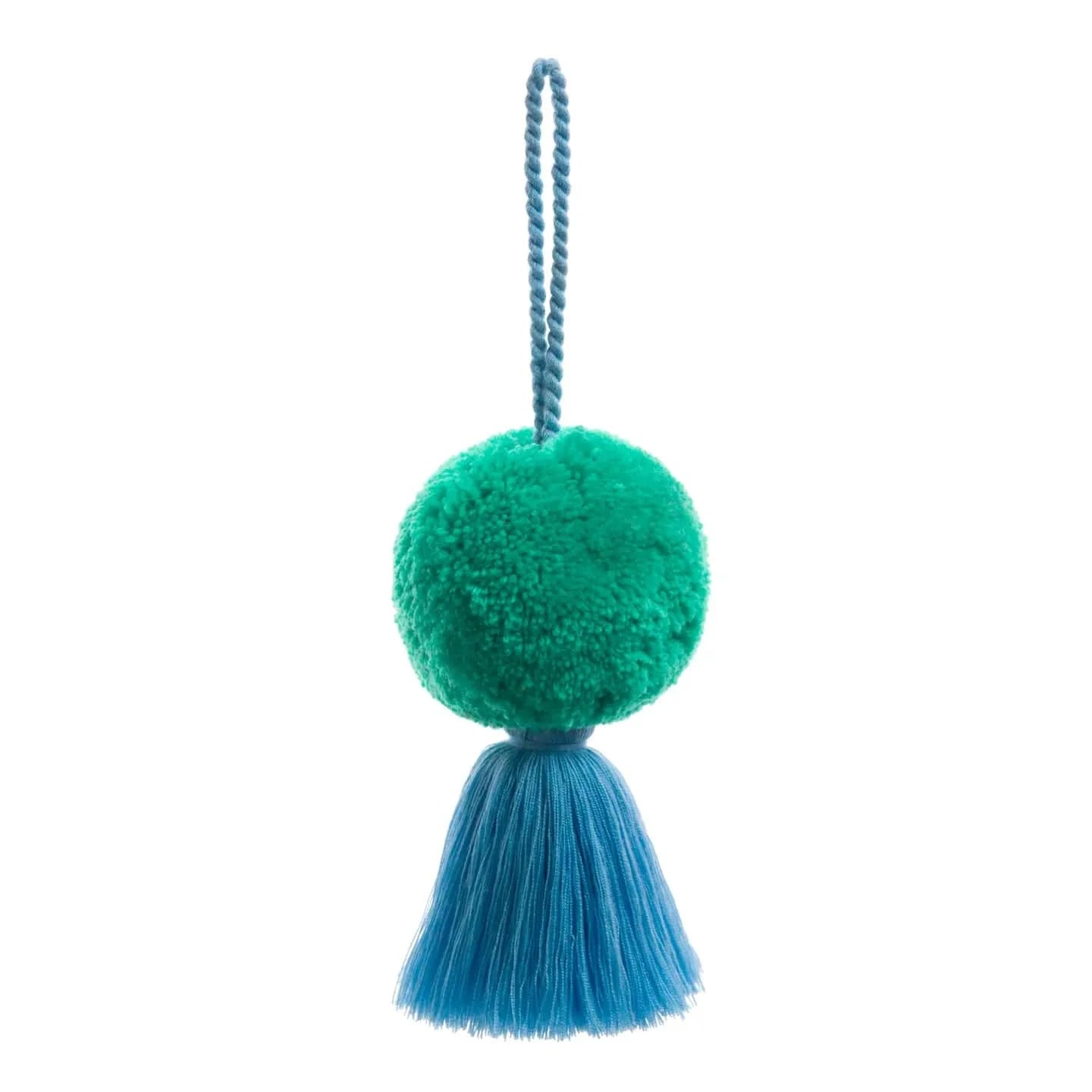 PomPom Galore Room Decor Jumbo Pom Pom & Tassel Swag - Sea Green and Blue