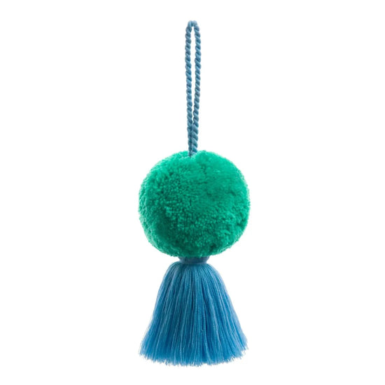 PomPom Galore Room Decor Jumbo Pom Pom & Tassel Swag - Sea Green and Blue